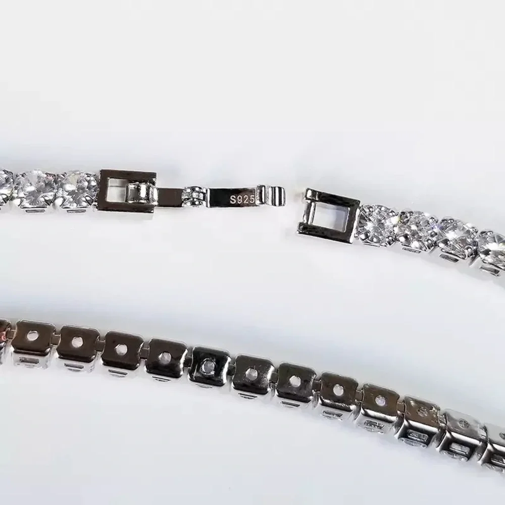 3-5mm Silver Full Drill Fine Tennis Bracelet